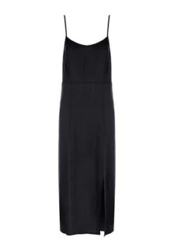 Womens Black Linen Blend Strappy Dress