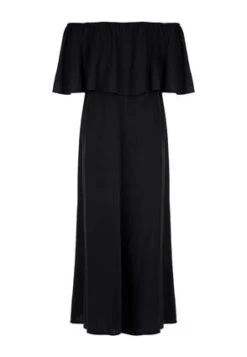 Womens Black Bardot Linen Blend Dress -Fashion Women's Clothing Sales 195220pls 760838c4604696d