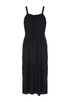 Womens Black Linen Blend Midi Dress Womens Black Linen Blend Midi Dress -Fashion Women's Clothing Sales 195221pls 0db0a00a47f77c5