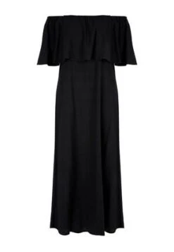 Womens Black Bardot Linen Blend Dress -Fashion Women's Clothing Sales 195230pls 6d28df59f288af3