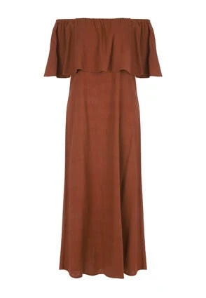 Womens Brown Bardot Linen Blend Dress Womens Brown Bardot Linen Blend Dress -Fashion Women's Clothing Sales 195232pls 1ef3d1717f2c1f1