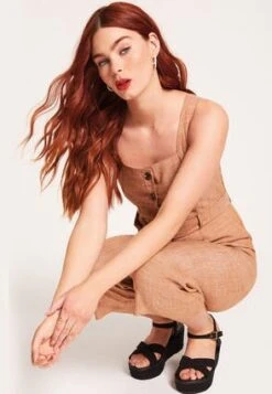 Womens Light Brown Sleeveless Jumpsuit -Fashion Women's Clothing Sales 195256pls 3c38caaa6e9f91a