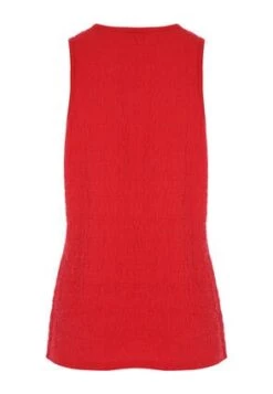Womens Red Textured Crinkle Vest -Fashion Women's Clothing Sales 195554pls b75dc018b218e77