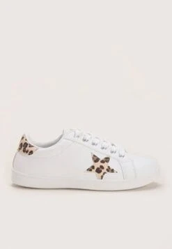Womens White Leopard Star Trainers