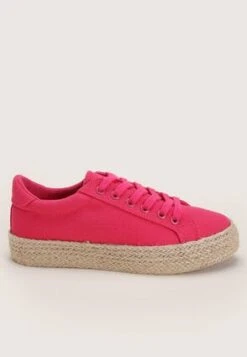 Womens Bright Pink Espadrille Platform Shoe
