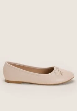 Womens Cream Bow Ballet Pumps