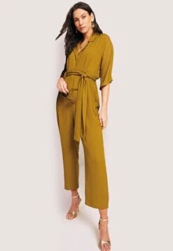 Womens Mustard Utility Jumpsuit