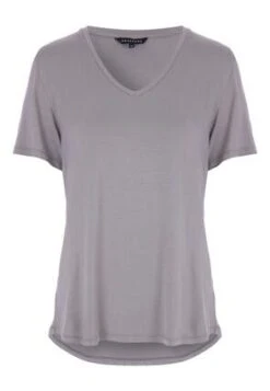 Womens Grey V-Neck Soft Touch T-shirt