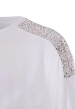 Womens White Sequin Shoulder T-Shirt -Fashion Women's Clothing Sales 196182pls 48eb18da01f69e0