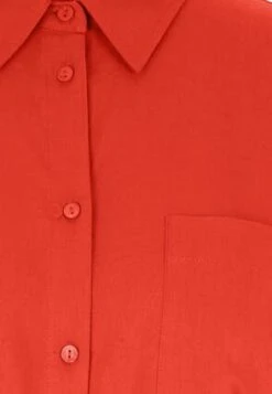 Womens Coral Linen Blend Belt Shirt Dress -Fashion Women's Clothing Sales 196337pls 2df0a8397ca0bb8