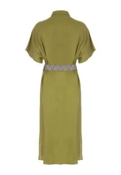 Womens Green Linen Blend Belt Shirt Dress 5 Womens Green Linen Blend Belt Shirt Dress -Fashion Women's Clothing Sales 196339pls 74b63b852857741