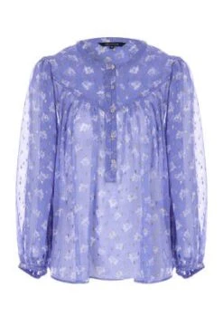 Womens Blue & Gold Sheer Blouse -Fashion Women's Clothing Sales 196365pls aea6603aed1626f