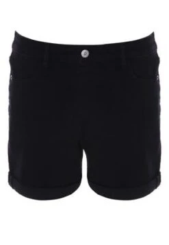 Womens Black Rolled Hem Denim Shorts -Fashion Women's Clothing Sales 196369pls b7c2f1aa0ca6a3e