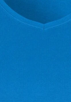 Womens Electric Blue Pure Cotton V Neck T-shirt -Fashion Women's Clothing Sales 196615pls 432593a36837d1f