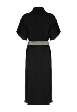 Womens Black Linen Blend Belt Shirt Dress -Fashion Women's Clothing Sales 196624pls 10de00327155bbf