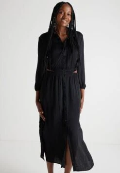 Womens Black Satin Shirt Dress -Fashion Women's Clothing Sales 196930pls a38f4a26a41dd64