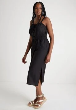 Womens Black Linen Blend Midi Dress 3 Womens Black Linen Blend Midi Dress -Fashion Women's Clothing Sales 196941pls 897a3241f5d1c07