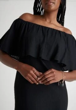 Womens Black Bardot Linen Blend Dress -Fashion Women's Clothing Sales 196975pls bb7e2e588fa158b