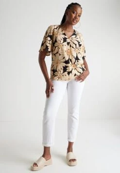 Womens Black & Cream Daisy Print Blouse -Fashion Women's Clothing Sales 197009pls 3f47bb228725630