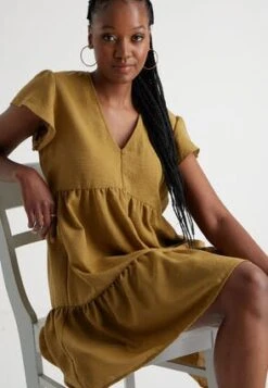 Womens Dark Mustard Tiered Dress -Fashion Women's Clothing Sales 197036pls 98fe1f5abf1afba
