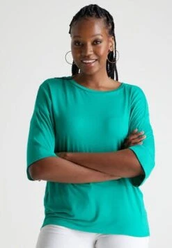 Womens Green Relaxed Short Sleeve T-shirt