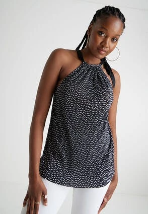 Womens Black & White Spot Halter Top Womens Black & White Spot Halter Top -Fashion Women's Clothing Sales 197111pls ad73b80ae5e9339