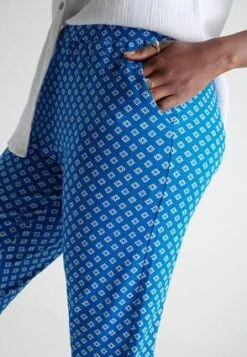 Womens Blue Geo Casual Cropped Trousers -Fashion Women's Clothing Sales 197143pls c542202a6dbe06b