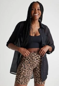 Womens Brown Leopard Print Cycling Shorts