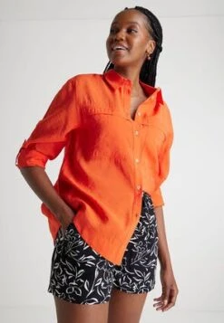 Womens Orange Cupro Summer Shirt -Fashion Women's Clothing Sales 197166pls 74998f443e2df08