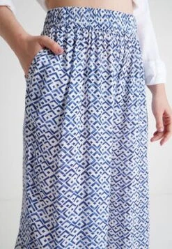 Womens Blue & White Tile Crinkle Culottes -Fashion Women's Clothing Sales 197386pls 0307a1e46eb72e4