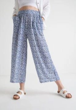 Womens Blue & White Tile Crinkle Culottes -Fashion Women's Clothing Sales 197388pls 94b12cbddfd9469