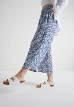 Womens Blue & White Tile Crinkle Culottes -Fashion Women's Clothing Sales 197412pls 225a1a7c76e5225