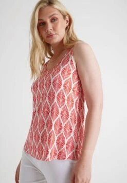 Womens Red & White Leaf Print Vest Top -Fashion Women's Clothing Sales 197446pls 54a6b384715f588