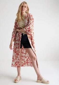 Womens Red & White Floral Print Longline Kimono -Fashion Women's Clothing Sales 197473pls 229905b27564c35