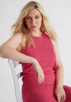 Womens Bright Pink Knot Back Co-ord Top