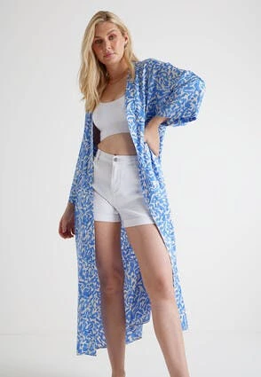 Womens Blue & White Longline Kimono Womens Blue & White Longline Kimono -Fashion Women's Clothing Sales 197485pls b26d75619659c44