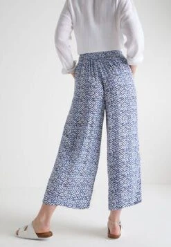Womens Blue & White Tile Crinkle Culottes -Fashion Women's Clothing Sales 197498pls 4dc73749330a8ab