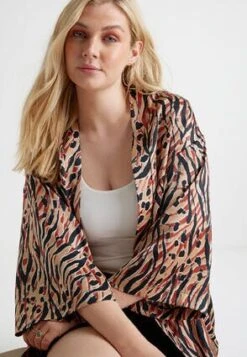 Womens Brown Animal Print Longline Kimono -Fashion Women's Clothing Sales 197530pls d3394faee743711
