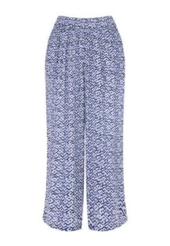 Womens Blue & White Tile Crinkle Culottes -Fashion Women's Clothing Sales 197653pls 53830167c23fec9