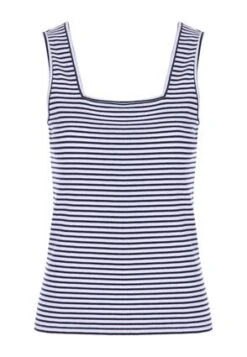 Womens Black & White Stripe Square Neck Vest