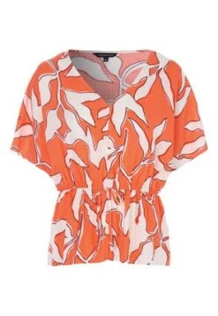 Womens Orange Leaf Tie Blouse