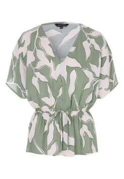Womens Sage Green Leaf Tie Co-Ord Blouse
