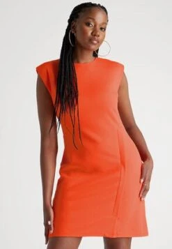 Womens Orange Shoulder Pad Shift Dress -Fashion Women's Clothing Sales 198200pls 212383975fb7f69