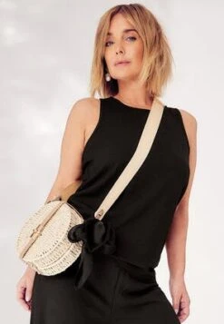 Womens Black Knot Back Co-ord Top